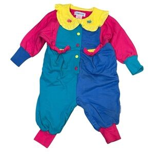 Vintage 90s Gymboree Color Block One Piece pockets Romper Rainbow Tag INFANT
